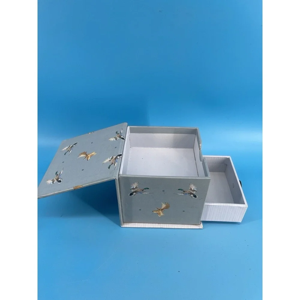Vintage Cardboard Storage Box Drawer Ducks Deer Hunting Cabin Decor